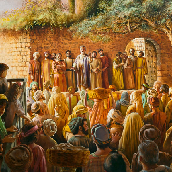 Apostles preaching in the temple